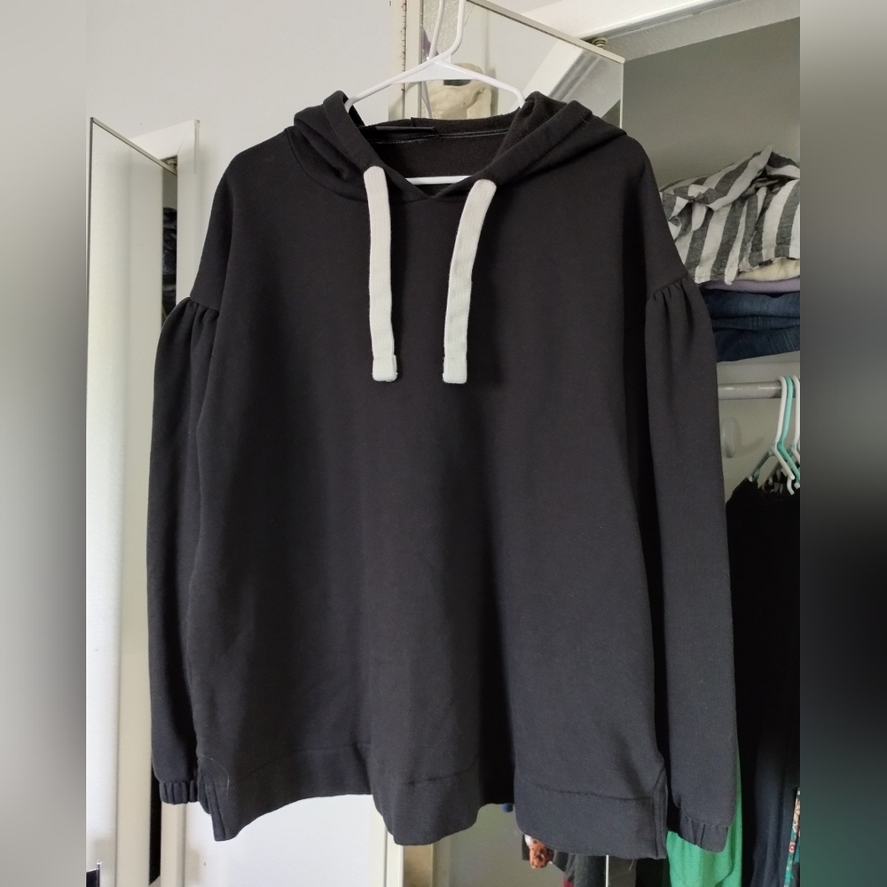 Lane Bryant Black Hoodie with White Drawstrings
